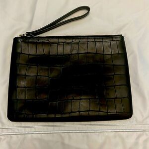 Neiman Marcus leather embossed wristlet
